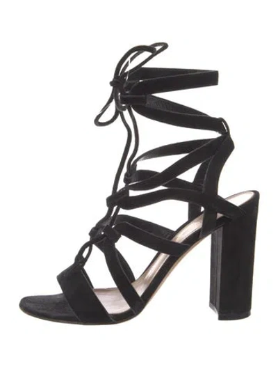 Pre-owned Gianvito Rossi Suede Gladiator Sandals In Black