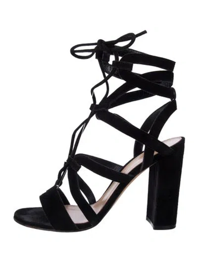 Pre-owned Gianvito Rossi Suede Gladiator Sandals In Black