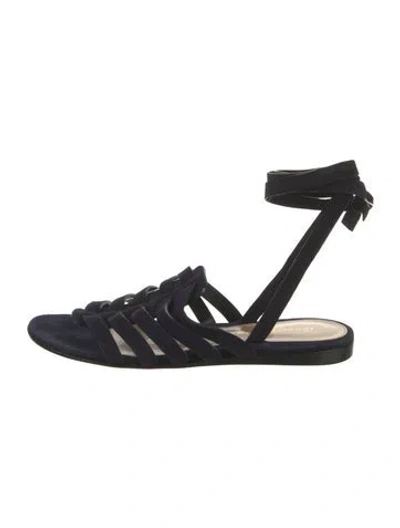 Pre-owned Gianvito Rossi Suede Gladiator Sandals In Black