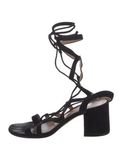 Pre-owned Gianvito Rossi Suede Gladiator Sandals In Black