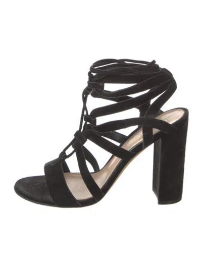 Pre-owned Gianvito Rossi Suede Gladiator Sandals In Black