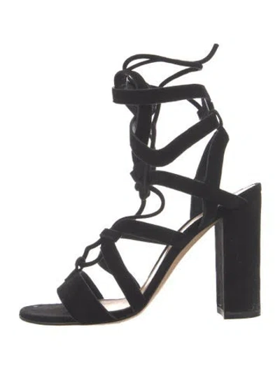 Pre-owned Gianvito Rossi Suede Gladiator Sandals In Black
