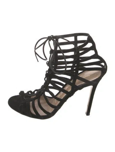Pre-owned Gianvito Rossi Suede Gladiator Sandals In Black