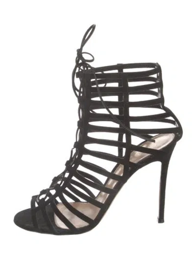 Pre-owned Gianvito Rossi Suede Gladiator Sandals In Black