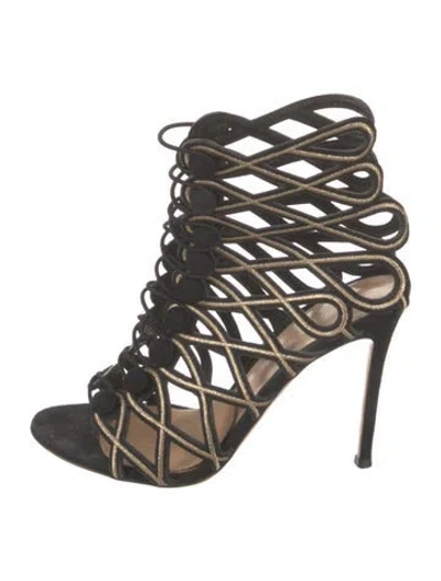 Pre-owned Gianvito Rossi Suede Gladiator Sandals In Black
