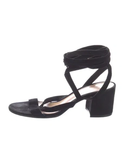Pre-owned Gianvito Rossi Suede Gladiator Sandals In Black