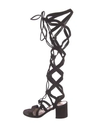 Pre-owned Gianvito Rossi Suede Gladiator Sandals In Black