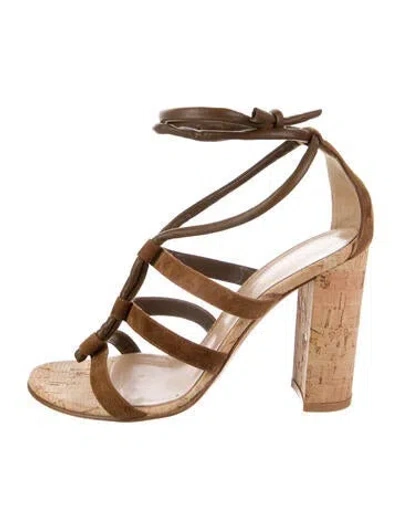 Pre-owned Gianvito Rossi Suede Gladiator Sandals In Brown
