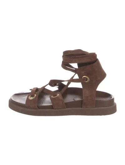 Pre-owned Gianvito Rossi Suede Gladiator Sandals In Brown