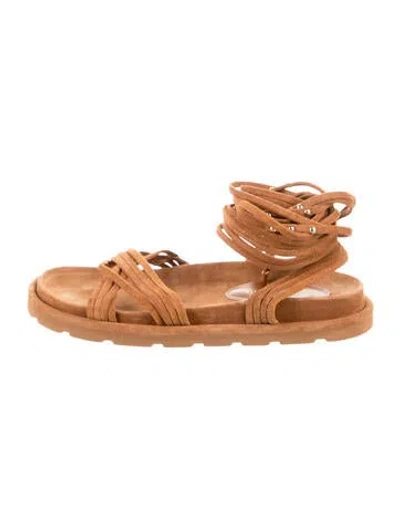 Pre-owned Gianvito Rossi Suede Gladiator Sandals In Brown