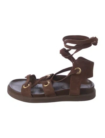 Pre-owned Gianvito Rossi Suede Gladiator Sandals In Brown