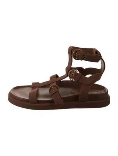 Pre-owned Gianvito Rossi Suede Gladiator Sandals In Brown