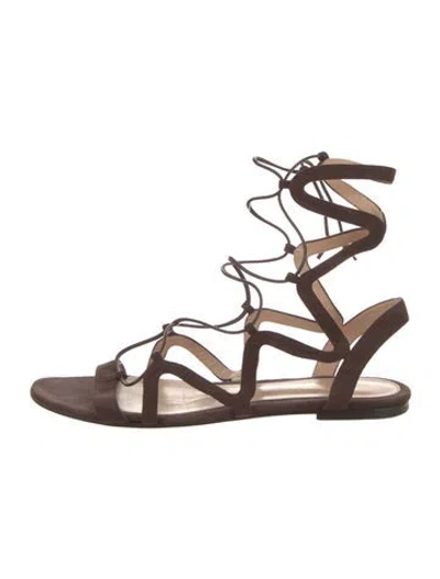Pre-owned Gianvito Rossi Suede Gladiator Sandals In Brown
