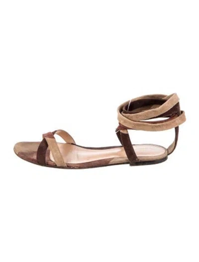 Pre-owned Gianvito Rossi Suede Gladiator Sandals In Brown