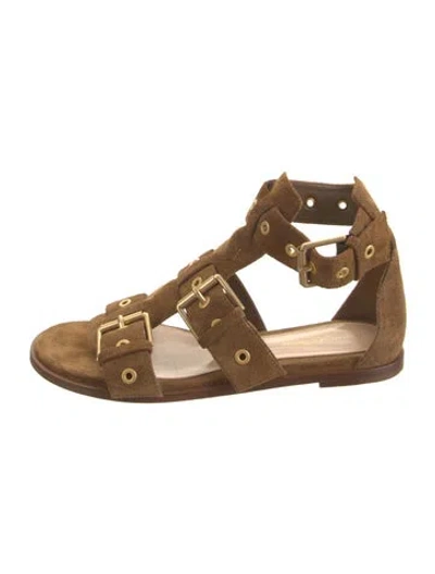 Pre-owned Gianvito Rossi Suede Gladiator Sandals In Brown