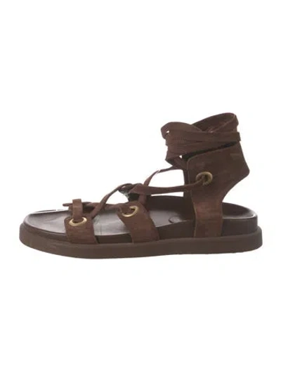 Pre-owned Gianvito Rossi Suede Gladiator Sandals In Brown