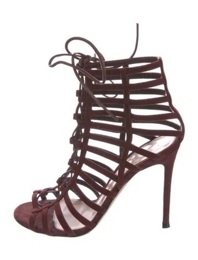 Pre-owned Gianvito Rossi Suede Gladiator Sandals In Burgundy