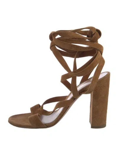 Pre-owned Gianvito Rossi Suede Gladiator Sandals In Neutral