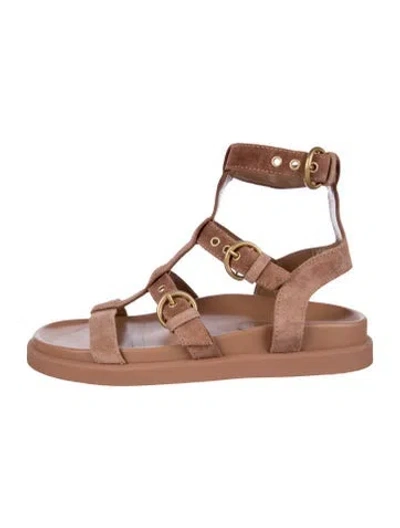 Pre-owned Gianvito Rossi Suede Gladiator Sandals In Neutral