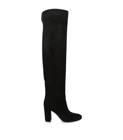Gianvito Rossi Suede Glen Over-the-knee Boots 85 In Black