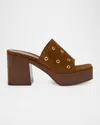 Gianvito Rossi Grommet-embellished Suede Platform Sandals In Texas