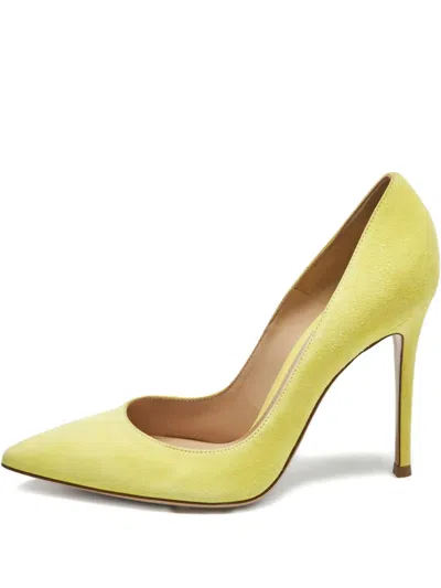 Pre-owned Gianvito Rossi Suede Heel Pumps 10.5 In Yellow