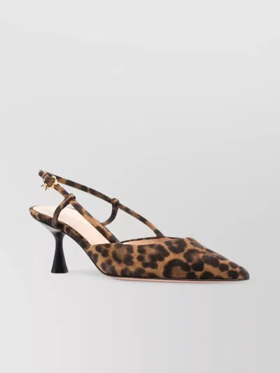 Gianvito Rossi Suede Kitten Heel Leopard Print Pumps In Brown