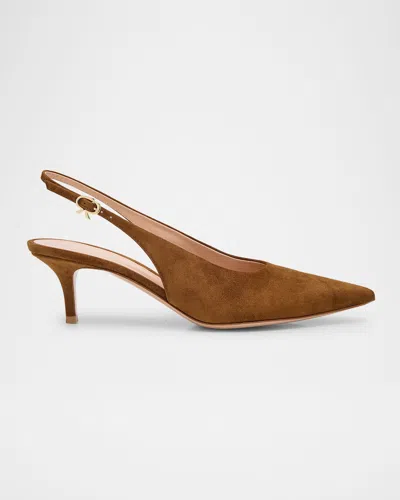 GIANVITO ROSSI SUEDE KITTEN SLINGBACK PUMPS
