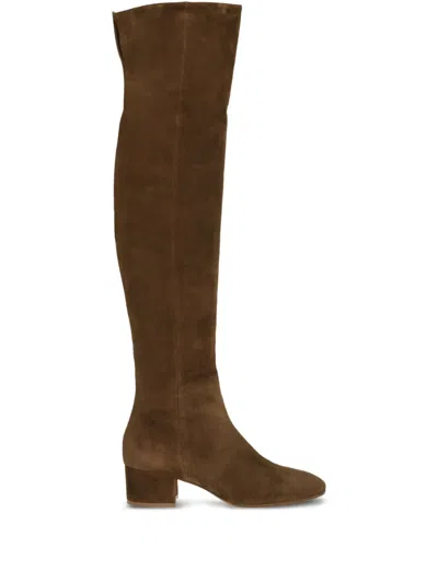 Gianvito Rossi Suede Knee-high Boots In Brown