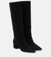 Gianvito Rossi Knee-high Suede Block Heel Boots In Schwarz