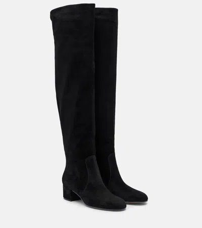Gianvito Rossi Suede Knee-high Boots In Black