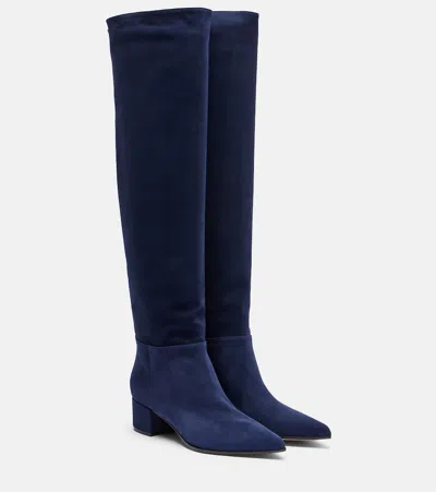 Gianvito Rossi Suede Knee-high Boots In Blue