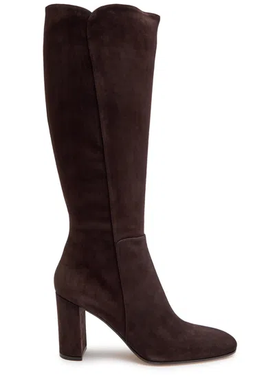 Gianvito Rossi 85 Suede Knee-high Boots In Brown