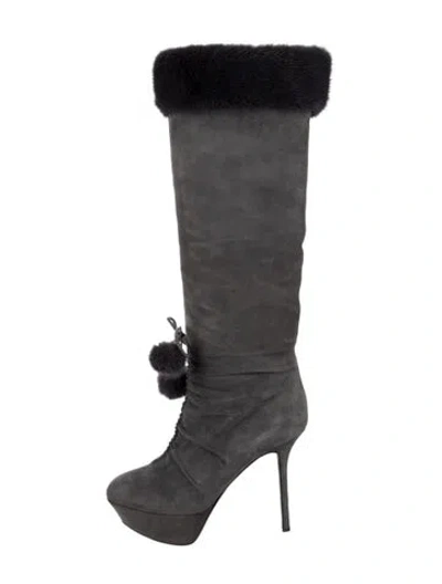 Pre-owned Gianvito Rossi Suede Lace-up Boots In Black
