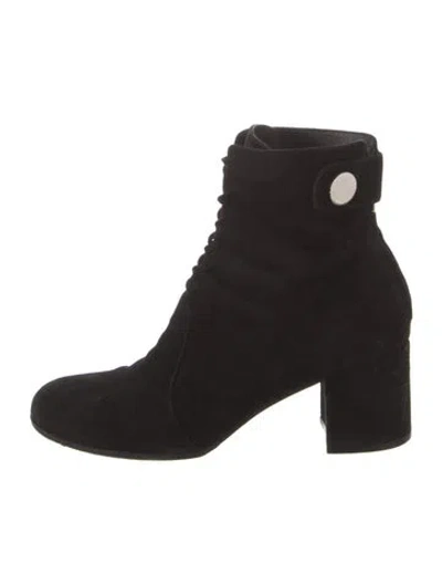 Pre-owned Gianvito Rossi Suede Lace-up Boots In Black