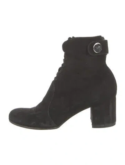 Pre-owned Gianvito Rossi Suede Lace-up Boots In Black