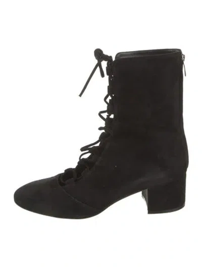 Pre-owned Gianvito Rossi Suede Lace-up Boots In Black