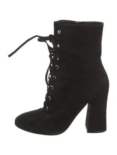 Pre-owned Gianvito Rossi Suede Lace-up Boots In Black
