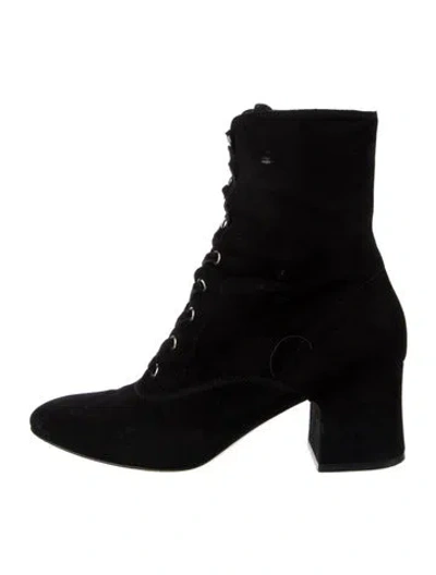 Pre-owned Gianvito Rossi Suede Lace-up Boots In Black