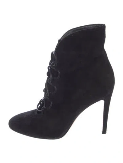 Pre-owned Gianvito Rossi Suede Lace-up Boots In Black