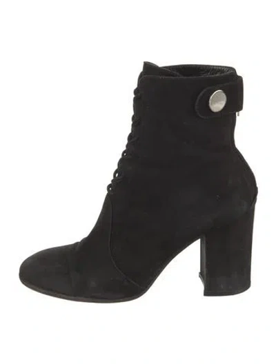 Pre-owned Gianvito Rossi Suede Lace-up Boots In Black