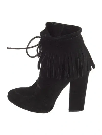 Pre-owned Gianvito Rossi Suede Lace-up Boots In Black