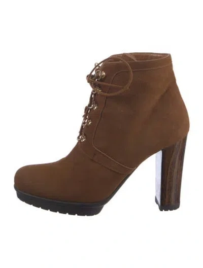 Pre-owned Gianvito Rossi Suede Lace-up Boots In Brown