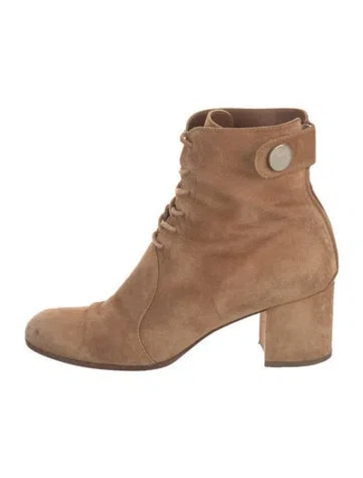 Pre-owned Gianvito Rossi Suede Lace-up Boots In Brown