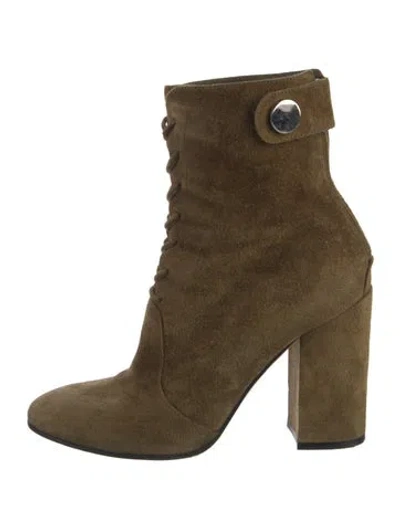 Pre-owned Gianvito Rossi Suede Lace-up Boots In Green