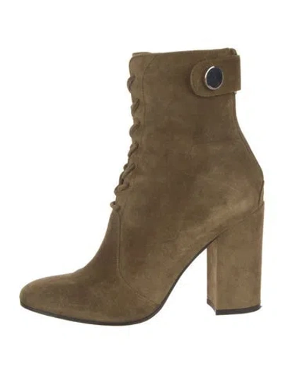 Pre-owned Gianvito Rossi Suede Lace-up Boots In Green