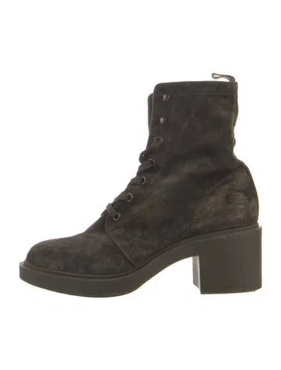 Pre-owned Gianvito Rossi Suede Lace-up Boots In Green
