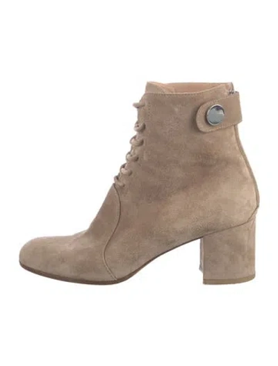 Pre-owned Gianvito Rossi Suede Lace-up Boots In Neutral