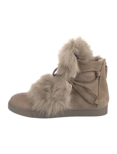 Pre-owned Gianvito Rossi Suede Lace-up Boots In Neutral