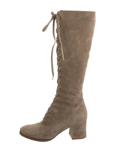 Pre-owned Gianvito Rossi Suede Lace-up Boots In Neutral